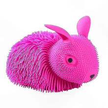 (Red, rabbit) Kids Long Hairball Pinch Pull Fun Gift Soft Silicone Stress Relief Toy