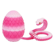(Powdered lollipop, Snake with Egg) Slange og egg - Artikulert fidget-dyremodell for skrivebord 3D-printet