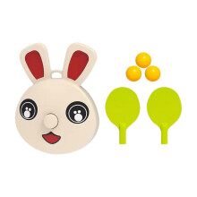 (Rabbit 9x7cm) Table Tennis Paddle and Ball Set for Solo Practice