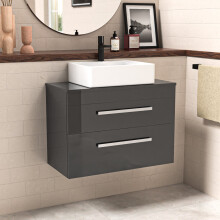 Wall Hung 800mm 2 Drawer Cabinet With Countertop Basin and Worktop