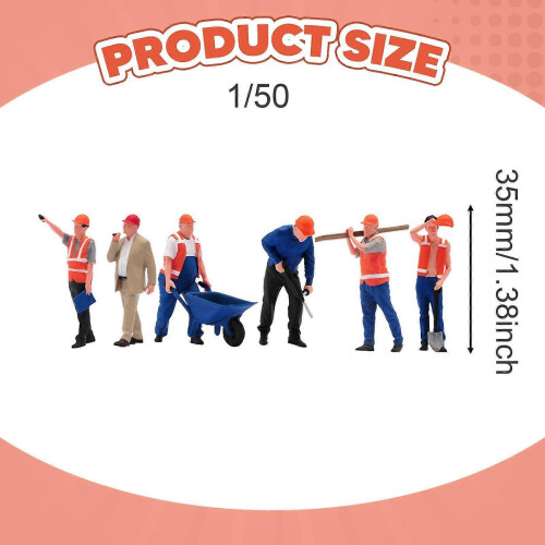 (Style A) 6x 1/50 Scale Hand Painted Miniature Tiny People Figurines 1