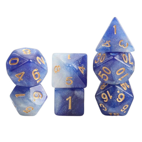 (3 Pcs) 2x7x Polyhedral Dice Party Game for Table Dark Blue 1