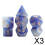 (3 Pcs) 2x7x Polyhedral Dice Party Game for Table Dark Blue 3