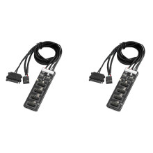 2X 9-Poliger USB-Header-Splitter, USB 2.0-Header-Splitter mit -Stromkabel, Interner USB-Hub für CPU/RGB-Licht/Drucker