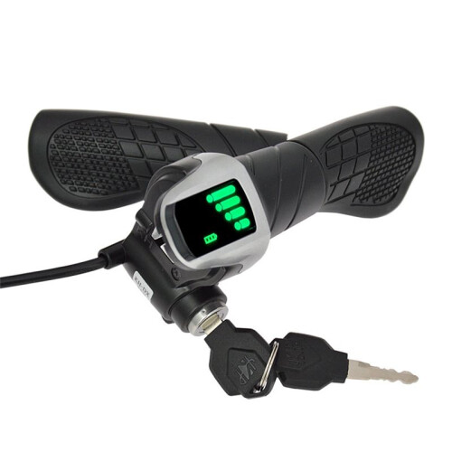 Twist Grip Throttle with LCD Display (Power Indicator) & Key Lock for E-Bikes/Scooters/Motorcycles 48V