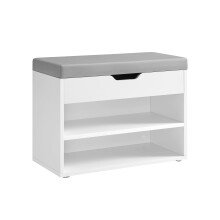 Shoe Bench - Wood - Cloud White - Padded Seat