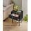 Bedside Table - Solid Wood - Ebony Black - Storage Drawer and Open Shelf 3