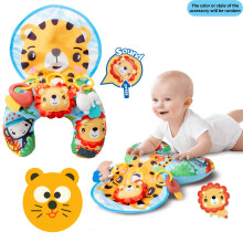 (D) Tummy Time Spielmatte für – Buntes Bauchstützkissen mit Cartoon-Tier-Motiv, multifunktionale Krabbelmatte mit