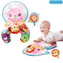 (C) Tummy Time Spielmatte für – Buntes Bauchstützkissen mit Cartoon-Tier-Motiv, multifunktionale Krabbelmatte mit