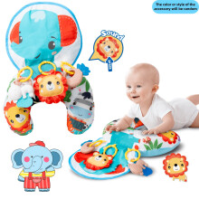 (B) Tummy Time Spielmatte für – Buntes Bauchstützkissen mit Cartoon-Tier-Motiv, multifunktionale Krabbelmatte mit