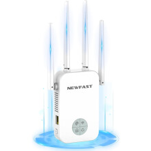 NEWFAST NF-RE523 WiFi Booster 1200Mbps Dual Band 4 Antenna UK Plug White