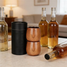 Charred Wooden Bourbon Drinking Glass,Charred Wooden Whiskey Glasses, Natural Wood Grain Drinking Cups