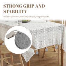 10-Piece Set of Light Gray Marble Tablecloth Weights with Teardrop Pendants and Stainless Steel Clip for Outdoor Picnics
