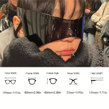 Futuristische Sonnenbrille Übergroße Punk Y2K Sonnenbrille Schicke Randlose Sportsonnenbrille für Männer und Frauen