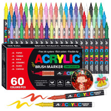 (60 Color) 72 farben Acryl Farbe Stifte Marker Set Pinsel Spitze Farbe Marker Für Rock Malerei Holz Leinwand Stein Weihnachten Geschenk DIY C