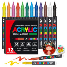 (12 Color) 72 farben Acryl Farbe Stifte Marker Set Pinsel Spitze Farbe Marker Für Rock Malerei Holz Leinwand Stein Weihnachten Geschenk DIY C