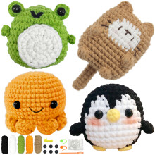 (Orange) Häkelset „Tierfamilie“ für Anfänger, Häkel-Starter-Sets, DIY-Häkelset für Anfänger, Häkel-Strickset