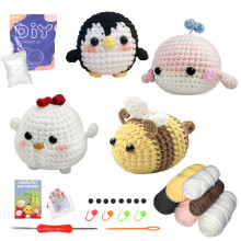 (light green) Häkelset „Tierfamilie“ für Anfänger, Häkel-Starter-Sets, DIY-Häkelset für Anfänger, Häkel-Strickset