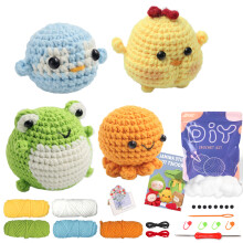 (Dark Green) Häkelset „Tierfamilie“ für Anfänger, Häkel-Starter-Sets, DIY-Häkelset für Anfänger, Häkel-Strickset