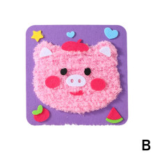 (B) Handgefertigtes Stickset aus weichem Garn mit Cartoon-Mustern, perfekt für DIY-Bastel- und Nähprojekte für Kinder