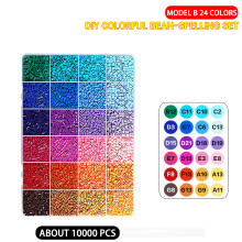 (B-24 colors) Perler Perlen 24/48 Farben Kit, 2,6 mm Hama Bügelperlen mit Bügelgarantie, 3D-Puzzle DIY kreatives Bastelgeschenk für Kinder