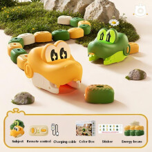 (Orange and Green) Magnetische fressende Schlange, ferngesteuertes Autospielzeug für Jungen, Dual-Player, Battle Greedy Bean,