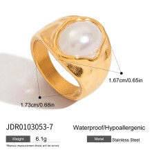 (1) Stilvoller, 18 Karat vergoldeter Edelstahl-Perlenblumenring, stapelbare, asymmetrische Ringe, Damenschmuck, Partygeschenke