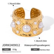 (2) Stilvoller, 18 Karat vergoldeter Edelstahl-Perlenblumenring, stapelbare, asymmetrische Ringe, Damenschmuck, Partygeschenke