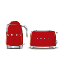 Smeg 50s Style Retro Style Kitchen Set, 1.7L Jug Kettle, 2 Slice Toaster, Red, EEJB536