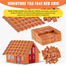 200 StüCke BricksandRoof Fliesen Modellbau Set GefäLschte Rote Ziegel Landschaftsbau Ziegel Puppenhaus DIY Garten ZubehöR