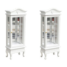 2X 1/12 DollHouse Miniature Furniture Cabinet Wooden Single Door Bookcase Showcase for Dollhouse Kitchen Dining