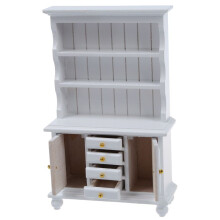 2X, 1/12 Dollhouse Miniature Furniture Multifunction Wood Cabinet Bookcase White