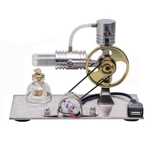 2X L-Shape Stirling Engine Model with USB Connector and Night Light,Stirling Engine Model Educational Toy 1