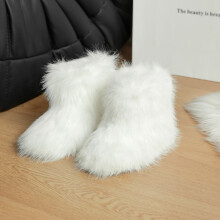 (1, 30) Kinder Winter Plüsch Pelz Stiefel Kunstpelz Kinder Booties ColorfuI Knöchel Kinder Schnee Stiefel Warme Slip-On Schuhe Hor Mädchen