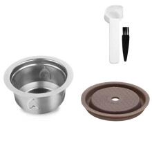 Återanvändbara Espressokapslar för Vertuo /Next/. Påfyllningsbara Kaffekapslar med Silikonlock, Sked och Borste, 80 Ml.
