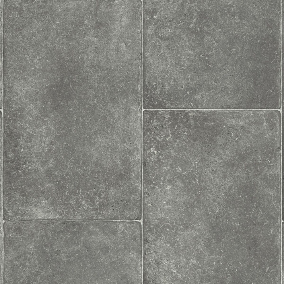 (9M(29'5") X 3M(9'9")-27Mâ², Slate Black Chequers) Tile Stone Effect Lino Vinyl Flooring For Livingroom Kitchen Sheet Vinyl 9508887926327