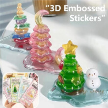 Crystal Stacked 3D Building Stickers,3D Stacked Stickers,Cartoon Decorative Sticker Kit,Cute Desktop Ornament(4Pcs)