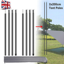 2Pcs Tent Poles Universal Telescopic Adjustable Steel Awning Canopy Tarp 200cm