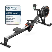 Luft-Rudergerät – 10 Widerstandsstufen Faltbar - FED FITNESS - Langer Schienen - Bluetooth & App - Selbstversorgend - Große Größen