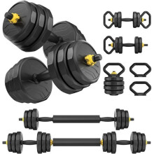 Verstellbares Krafttrainingsset FED FITNESS 30 kg – 5-in-1 Set – Hanteln, Stange, Kettlebell & Liegestützhalter