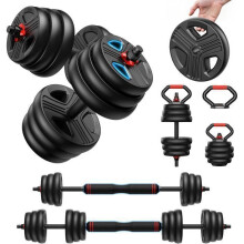 FED FITNESS Verstellbare 5-in-1 Hanteln – 15 kg – Hanteln, Langhantel, Kettlebell & Liegestützgriffe – Home Gym