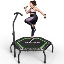 Trampolin 122 cm - FED FITNESS - mit Elastikbändern/Federn, MAX 250 kg, verstellbarer Griff - Anfänger bis Fortgeschrittene