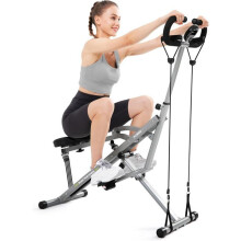 FLYBIRD Squats & Rudergerät 2 in 1 - Training für Gesäß, Bauch, Beine - 4 Widerstände - Faltbar - Fitness - 158 kg - Grau