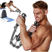 Hydraulisches Fitnessgerät FED FITNESS mit verstellbarem Widerstand von 10-200 kg, 3 in 1 Brust Arme/Rucksack Matte inklusive