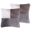 Beliani Set of 2 Decorative Cushions NELLAD Leather 45 x 45 cm Grey Patchwork 1