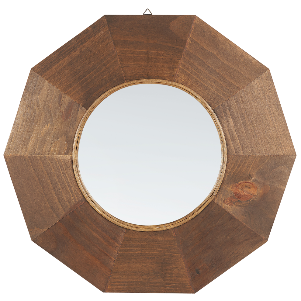 Beliani Wall Mirror Asem 60 Cm 60 Cm Poplar Wood Brown