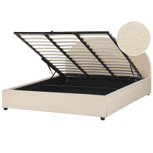 Ottoman Bed VAUCLUSE Boucle Beige 180 x 200 cm (EU Super King)
