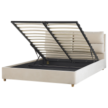 Ottoman Bed BATILLY Velvet Light Beige 160 x 200 cm (EU King Size)