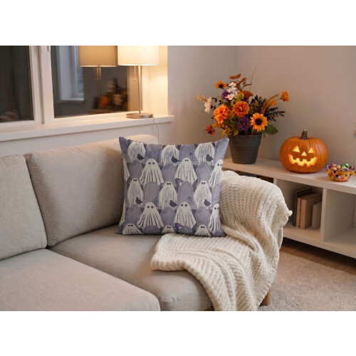 Beliani Throw Cushion FANATE Velvet 45 x 45 cm Grey Abstract Pattern 1