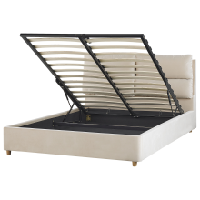 Ottoman Bed BATILLY Velvet Light Beige 140 x 200 cm (EU Double)